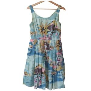 Boden Womens Dress 4 Tropical Vacation Beach Nancy Riviera Blue Hattie Pleated